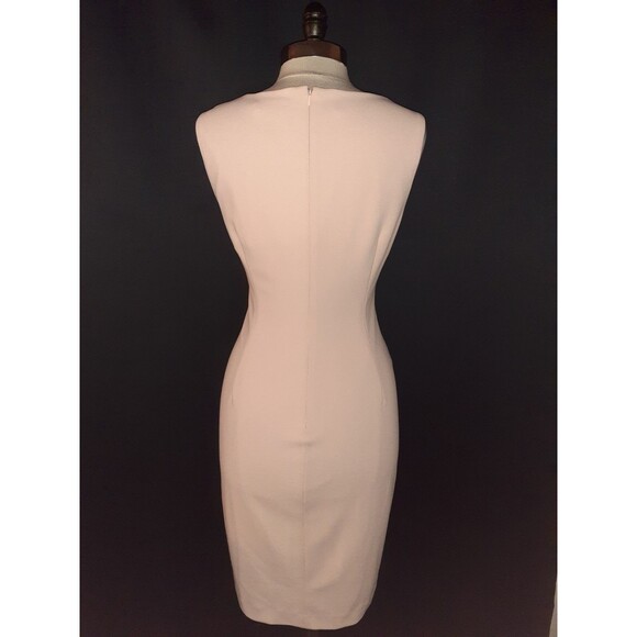 CALVIN KLEIN Size 14 Sheath Dress Pink Gold Beads Sleeveless Stretch Knit - Picture 4 of 6